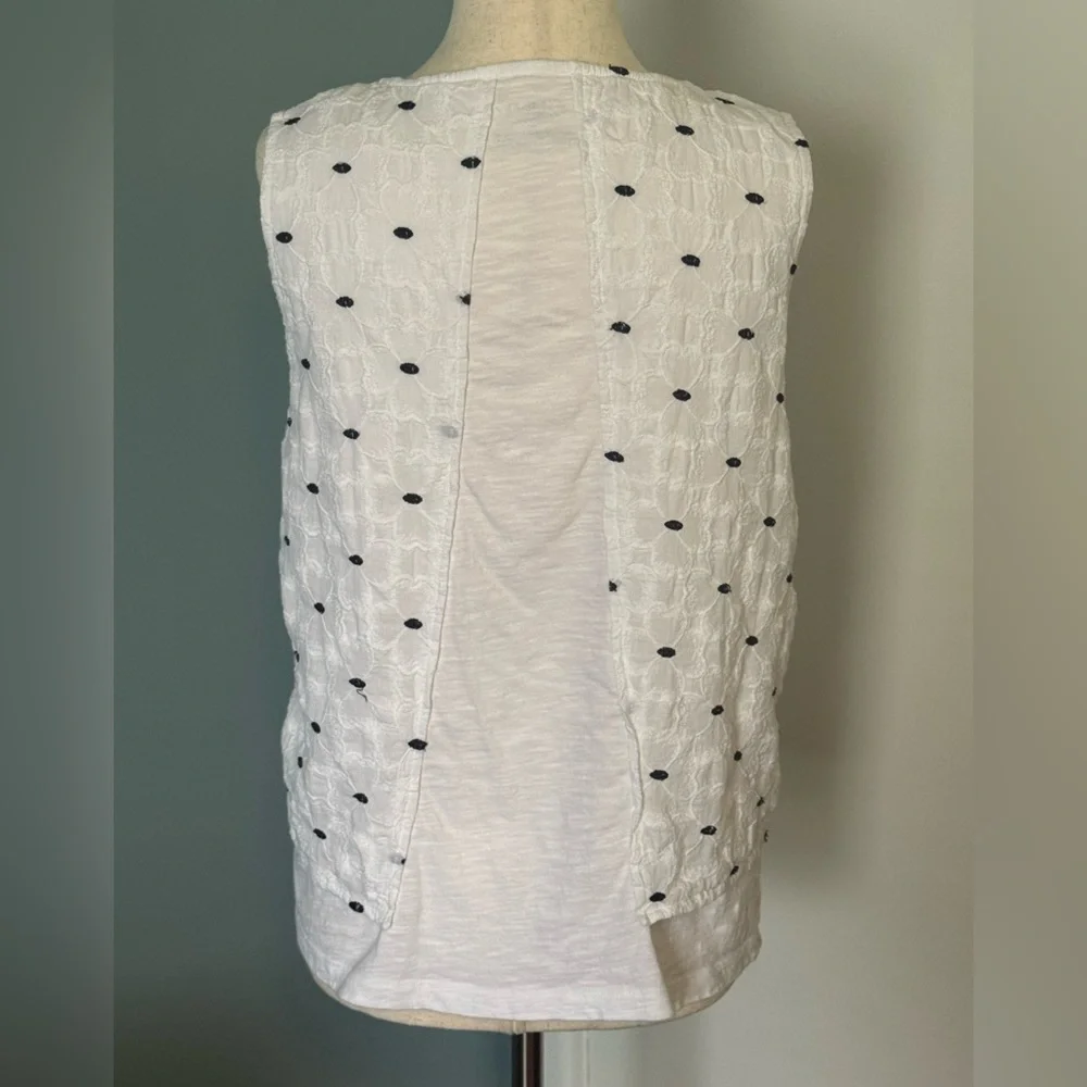 Talbots White and Navy Sleeveless Top - Picture 3 of 4